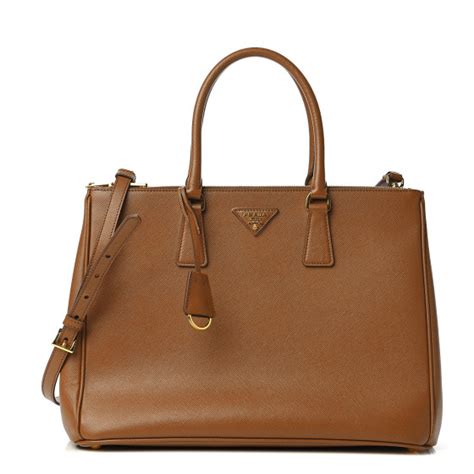 PRADA Saffiano Large Galleria Double Zip Tote Cannella 